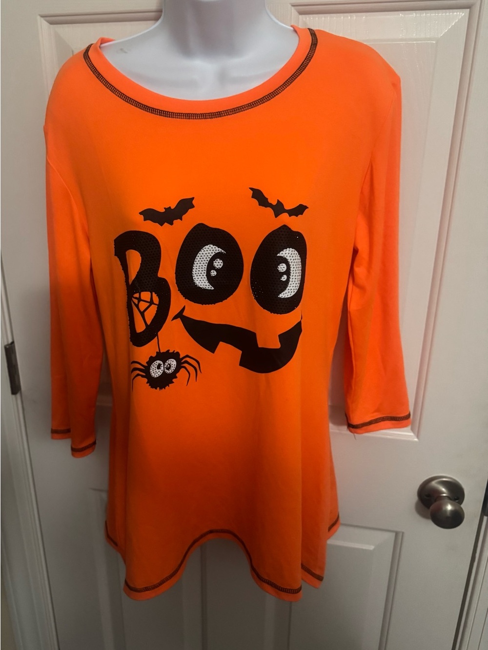 Womens Halloween 'BOO' Orange Costume Tunic Medium funny NEW
